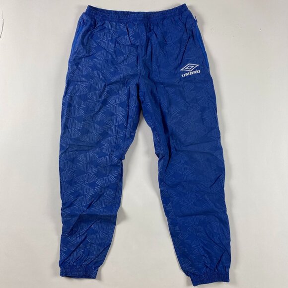 Vintage Umbro Windbreaker Pants Mens XL Soccer Track AOP Spellout All Over Print - Picture 1 of 14